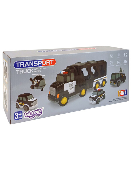 Duży Zestaw Policyjny Ciężarówka + 4 Auta Woopie