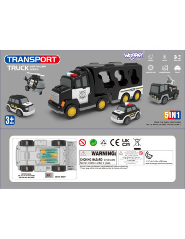 Duży Zestaw Policyjny Ciężarówka + 4 Auta Woopie