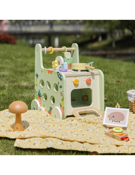 Classic World Drewniana Kuchnia 2w1 Pchacz Odkręcane Kółka