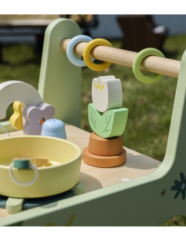 Classic World Drewniana Kuchnia 2w1 Pchacz Odkręcane Kółka