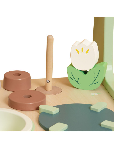 Classic World Drewniana Kuchnia 2w1 Pchacz Odkręcane Kółka