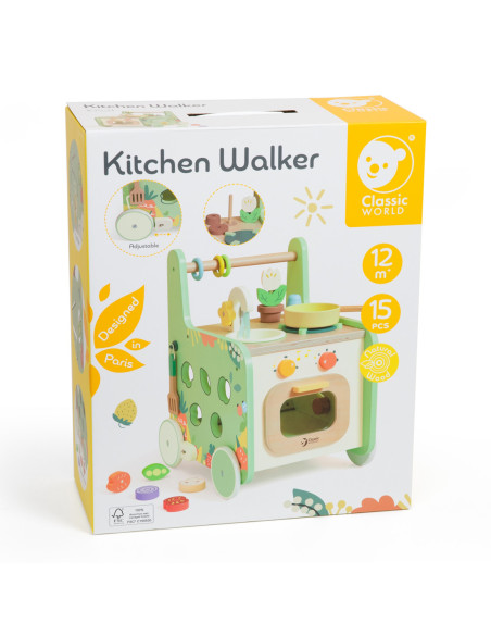 Classic World Drewniana Kuchnia 2w1 Pchacz Odkręcane Kółka