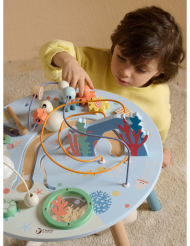 CLASSIC WORLD Drewniany Stolik Aktywności "Morskie Życie" Muzyczno Edukacyjny