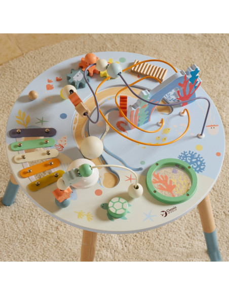 CLASSIC WORLD Drewniany Stolik Aktywności "Morskie Życie" Muzyczno Edukacyjny