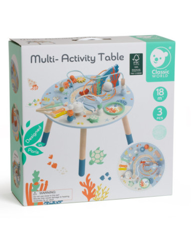 CLASSIC WORLD Drewniany Stolik Aktywności "Morskie Życie" Muzyczno Edukacyjny