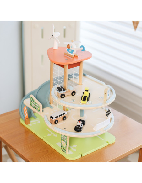 CLASSIC WORLD Drewniany 3 Poziomowy Garaż XL z Windą "Eko Strefa"