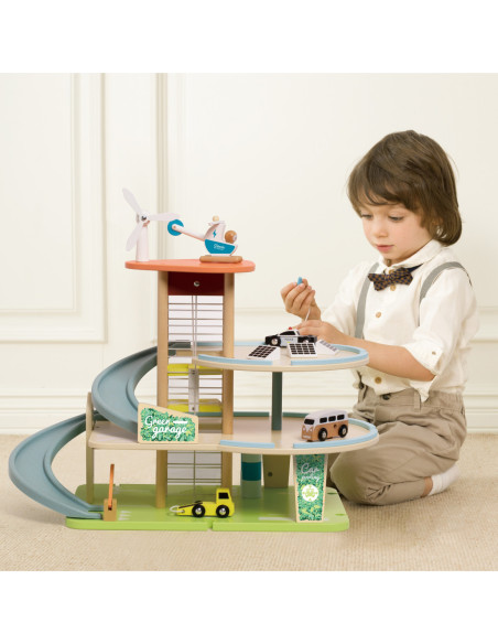 CLASSIC WORLD Drewniany 3 Poziomowy Garaż XL z Windą "Eko Strefa"