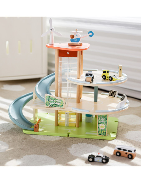 CLASSIC WORLD Drewniany 3 Poziomowy Garaż XL z Windą "Eko Strefa"