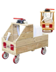 CLASSIC WORLD EDU Wooden Water Cart for Watering + Hose