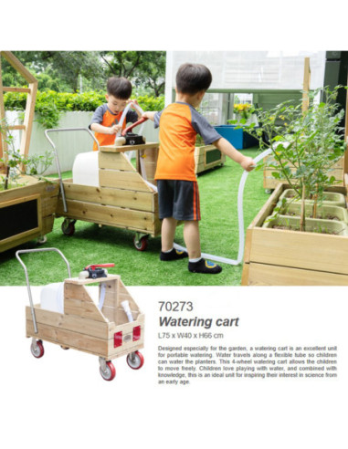 CLASSIC WORLD EDU Drewniany Beczkowóz Wózek do Podlewania + Wąż Ssawny