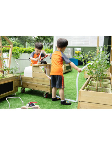 CLASSIC WORLD EDU Drewniany Beczkowóz Wózek do Podlewania + Wąż Ssawny