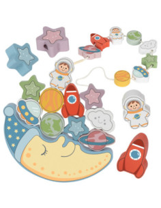 TOOKY TOY Śpiący Księżyc Balansująca Układanka Drewniana Nawlekanka Montessori