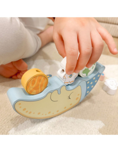 TOOKY TOY Śpiący Księżyc Balansująca Układanka Drewniana Nawlekanka Montessori