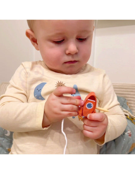 TOOKY TOY Śpiący Księżyc Balansująca Układanka Drewniana Nawlekanka Montessori
