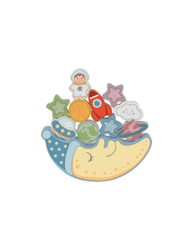 TOOKY TOY Śpiący Księżyc Balansująca Układanka Drewniana Nawlekanka Montessori