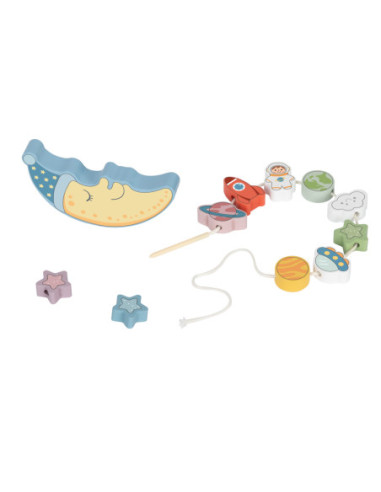 TOOKY TOY Śpiący Księżyc Balansująca Układanka Drewniana Nawlekanka Montessori