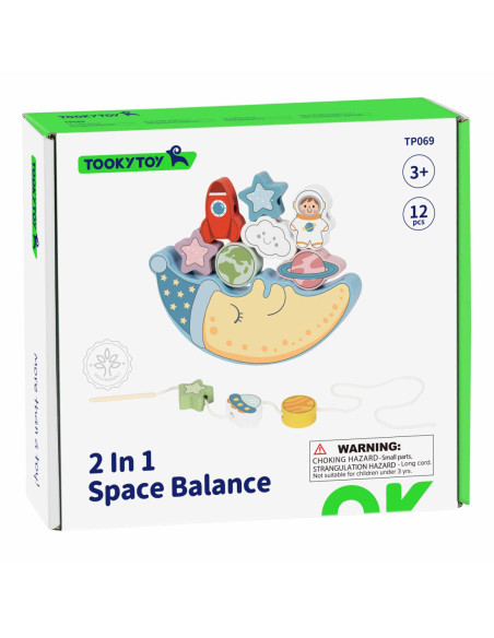 TOOKY TOY Śpiący Księżyc Balansująca Układanka Drewniana Nawlekanka Montessori