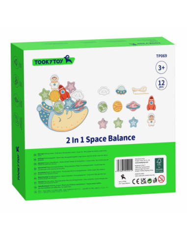 TOOKY TOY Śpiący Księżyc Balansująca Układanka Drewniana Nawlekanka Montessori