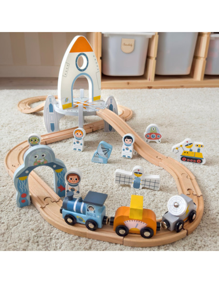 TOOKY TOY Drewniana Kosmiczna Kolejka Tor