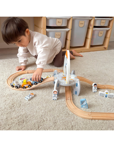 TOOKY TOY Drewniana Kosmiczna Kolejka Tor