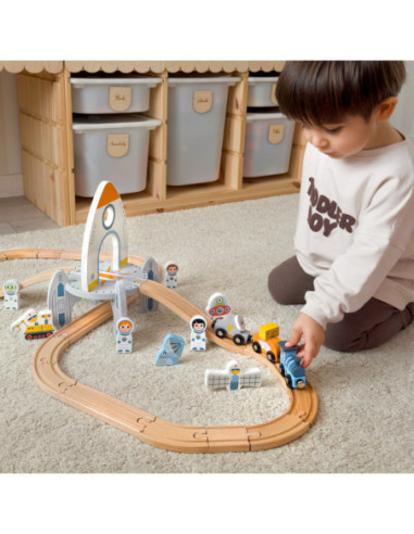 TOOKY TOY Drewniana Kosmiczna Kolejka Tor