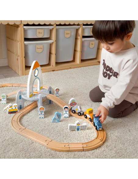 TOOKY TOY Drewniana Kosmiczna Kolejka Tor