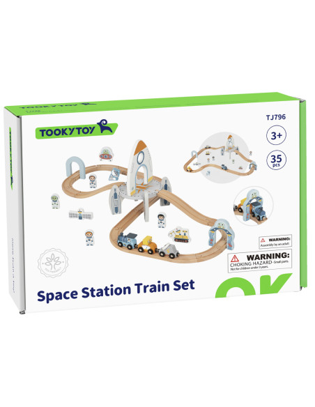 TOOKY TOY Drewniana Kosmiczna Kolejka Tor