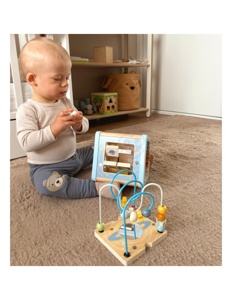 TOOKY TOY Drewniana Kostka Aktywności Kosmos Sorter Labirynt