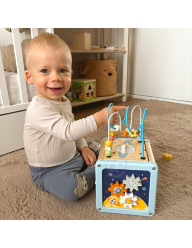 TOOKY TOY Drewniana Kostka Aktywności Kosmos Sorter Labirynt
