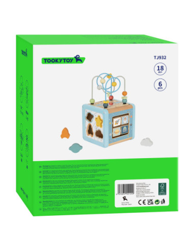 TOOKY TOY Drewniana Kostka Aktywności Kosmos Sorter Labirynt