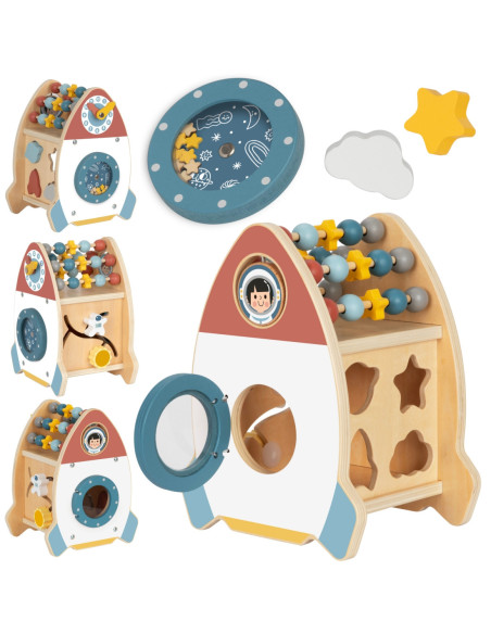 TOOKY TOY Kosmiczna Rakieta Aktywności Sorter Labirynt Drewniany