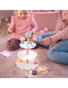 TOOKY TOY Patera Słodkości Drewniany Stojak Babeczki Ciasta 2