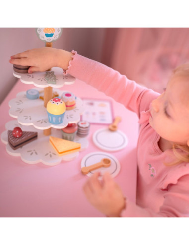 TOOKY TOY Patera Słodkości Drewniany Stojak Babeczki Ciasta