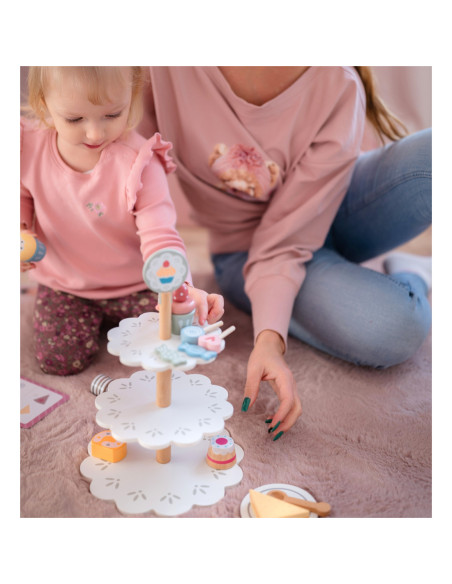 TOOKY TOY Patera Słodkości Drewniany Stojak Babeczki Ciasta