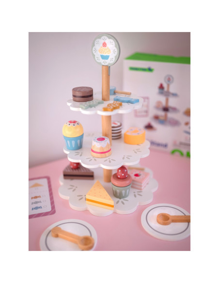 TOOKY TOY Patera Słodkości Drewniany Stojak Babeczki Ciasta