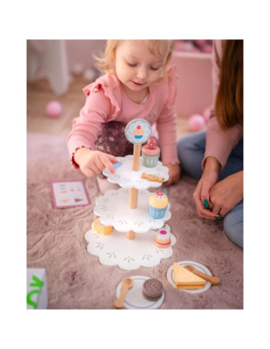 TOOKY TOY Patera Słodkości Drewniany Stojak Babeczki Ciasta