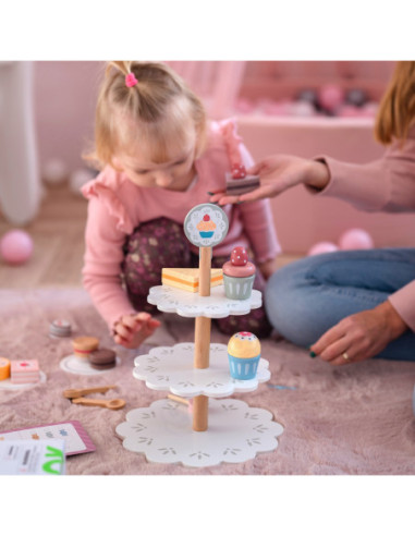 TOOKY TOY Patera Słodkości Drewniany Stojak Babeczki Ciasta