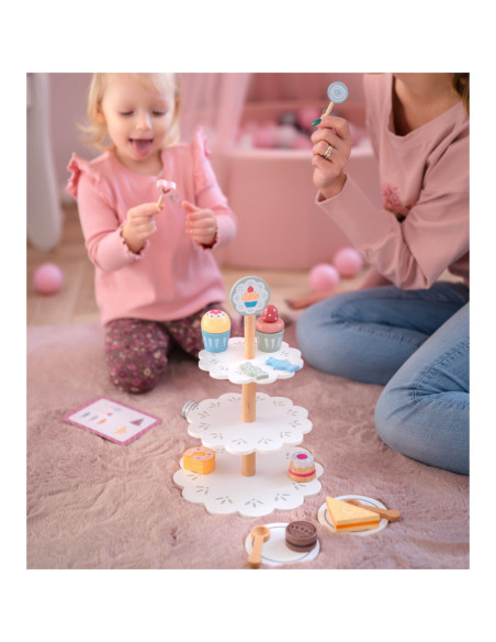 TOOKY TOY Patera Słodkości Drewniany Stojak Babeczki Ciasta