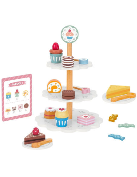 TOOKY TOY Patera Słodkości Drewniany Stojak Babeczki Ciasta