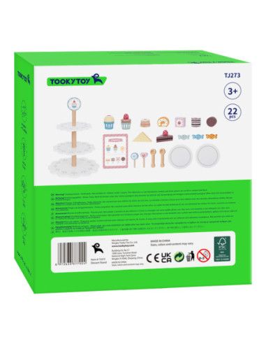 TOOKY TOY Patera Słodkości Drewniany Stojak Babeczki Ciasta