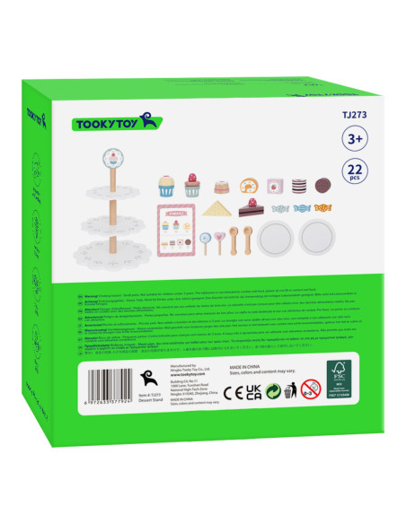 TOOKY TOY Patera Słodkości Drewniany Stojak Babeczki Ciasta