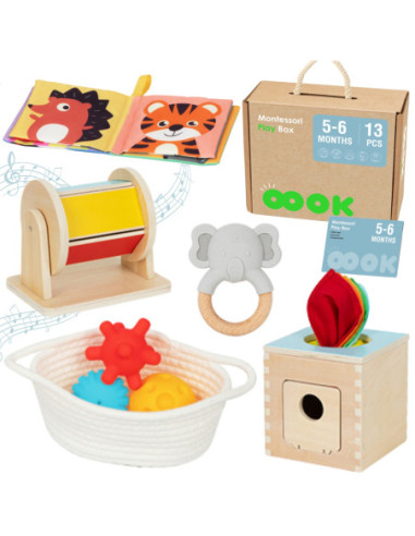 TOOKY TOY Box Pudełko XXL Montessori Edukacyjne 6w1 Sensoryczne5-6 Mies