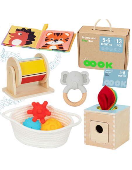 TOOKY TOY Box Pudełko XXL Montessori Edukacyjne 6w1 Sensoryczne5-6 Mies