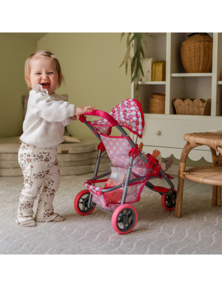 WOOPIE Trójkołowa Spacerówka Wózek dla Lalek Serce Róż