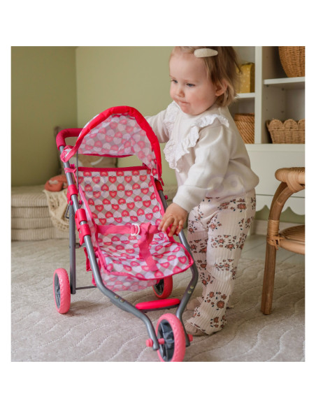 WOOPIE Trójkołowa Spacerówka Wózek dla Lalek Serce Róż