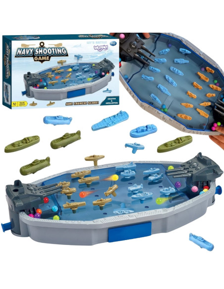 WOOPIE Gra Zręcznościowa "Bitwa Morska" Statki 3D Wyrzutnia Kulek