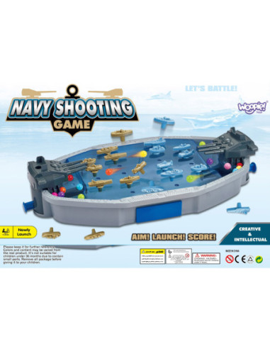 WOOPIE Gra Zręcznościowa "Bitwa Morska" Statki 3D Wyrzutnia Kulek