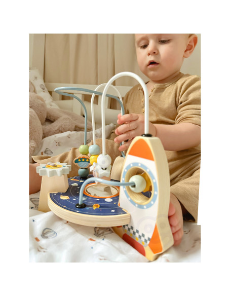 TOOKY TOY Drewniana Rakieta Pętla Motoryczna Labirynt