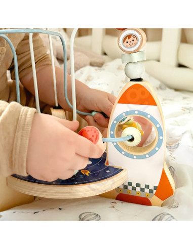 TOOKY TOY Drewniana Rakieta Pętla Motoryczna Labirynt