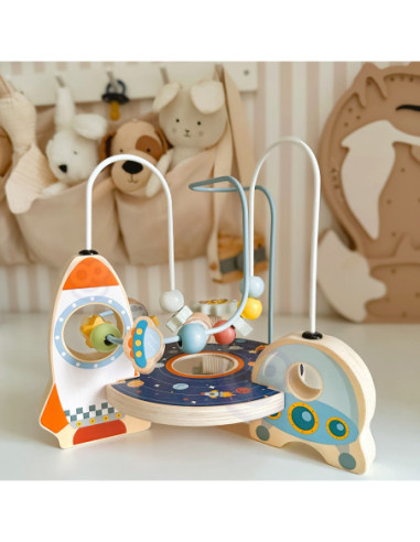 TOOKY TOY Drewniana Rakieta Pętla Motoryczna Labirynt